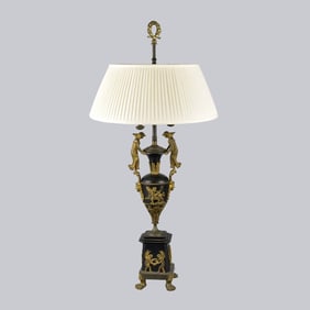 20C French Empire Style Gilt Bronze Lamp