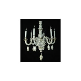 20C Gilt Porcelain Six Light Chandelier