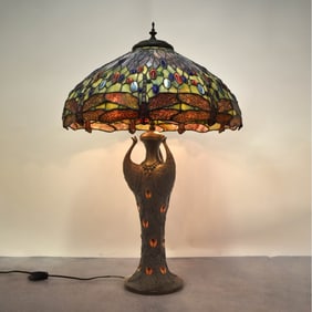 Vintage Tiffany Style Dragonfly Lamp
