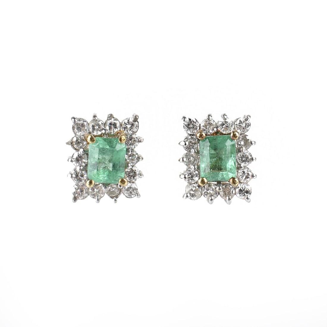 Emerald, Diamond and 14K Ear Studs (1 of 5)