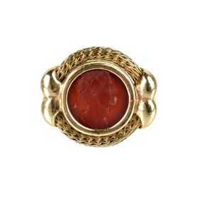 Carnelian Intaglio and 14K Ring