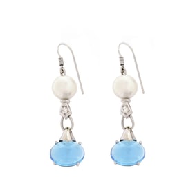 Diamond, Pearl, Topaz and 18K Earrings