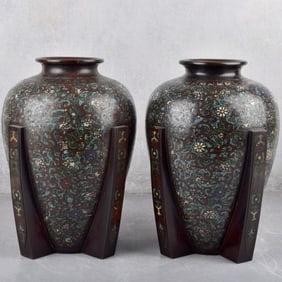 Chinese Cloisonne Bronze Vases