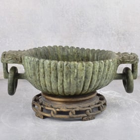 Chinese Hand Carved Jade Bowl