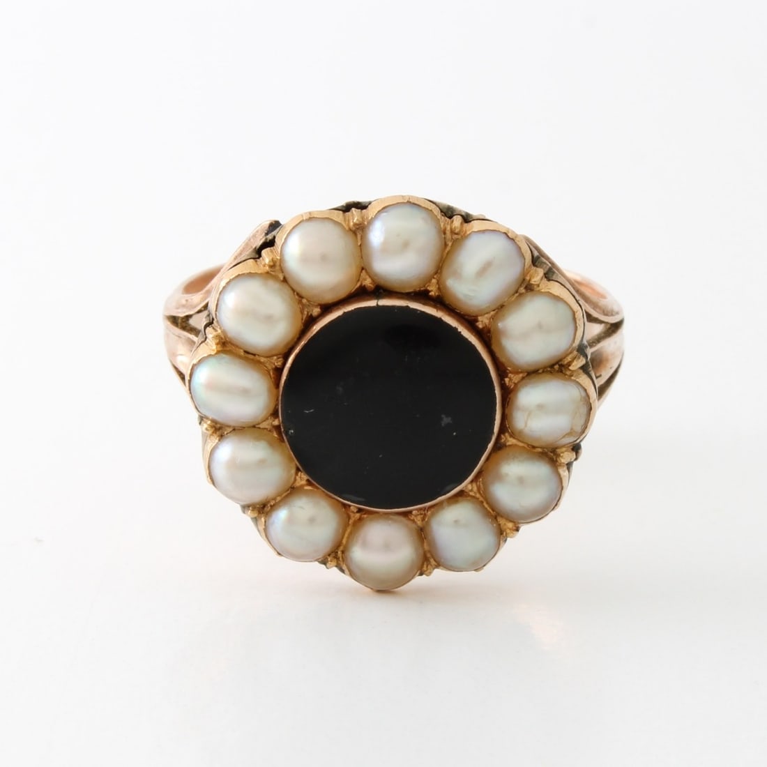 Antique Natural Pearl and Black Onyx Ring (1 of 6)