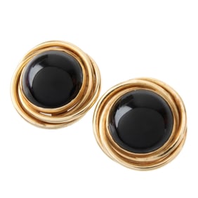 Black Onyx and 14K Earrings