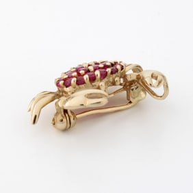 Ruby and 14K Crab Pin