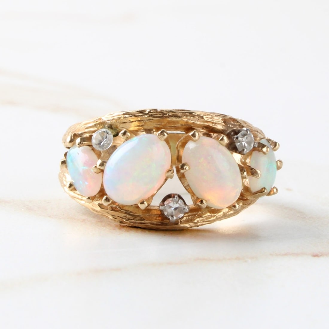 Opal, Diamond and 14K Ring (1 of 5)