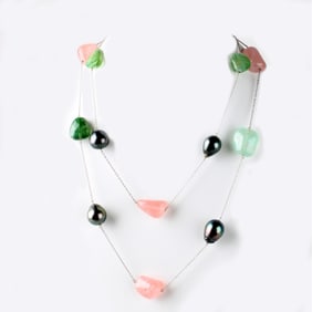 Long Rose Quartz Necklace