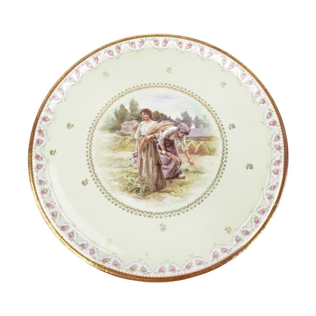 Large Royal Vienna Portrait Charger: Large Royal Vienna Portrait Charger. Beehive mark on the bottom side, artist signed on portrait. Gilt patterns and floral decorations. Measures 14-1/2". Kodner Galleries offers phone and absentee bidd