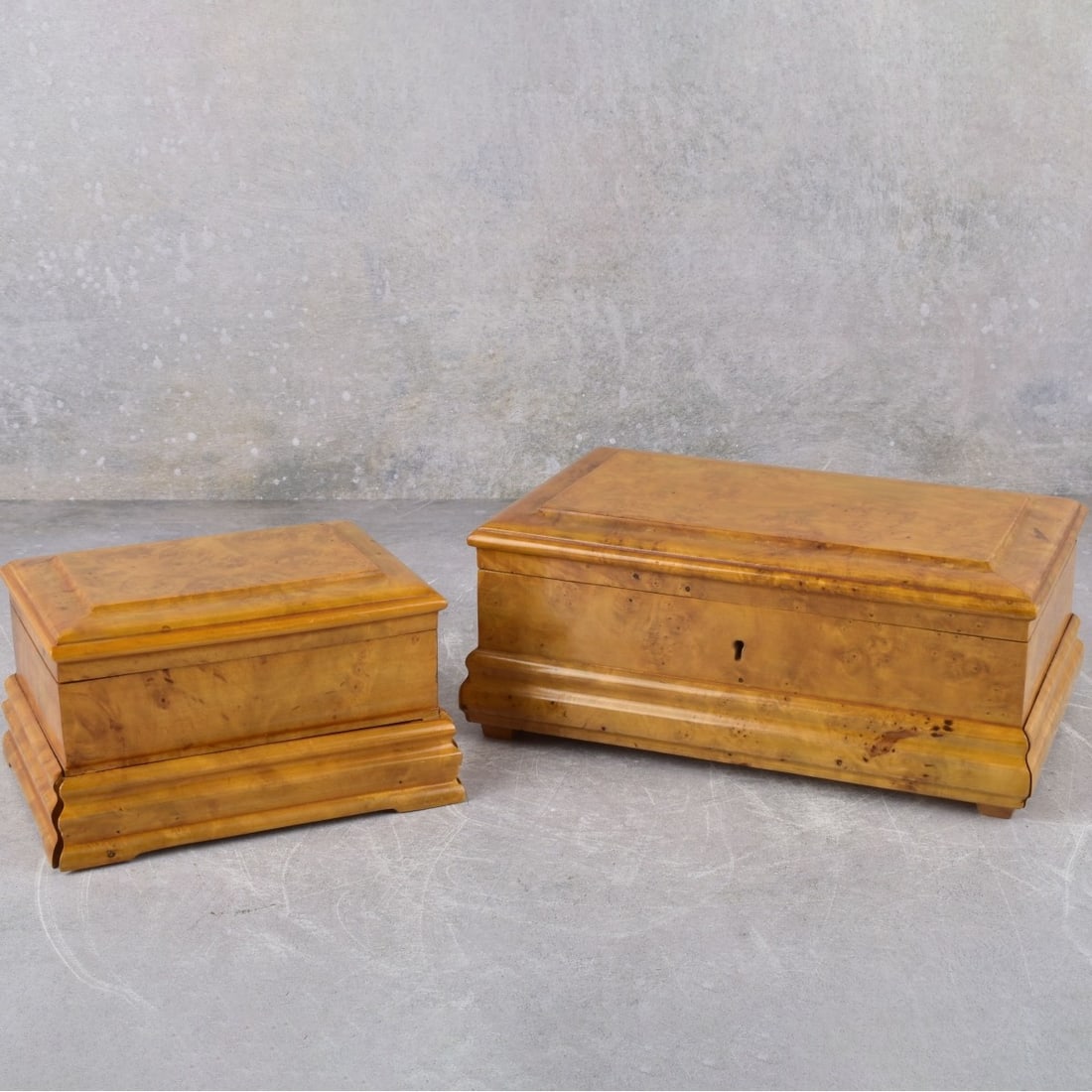 Burl Wood Hinged Boxes with Secret Drawers (1 of 8)