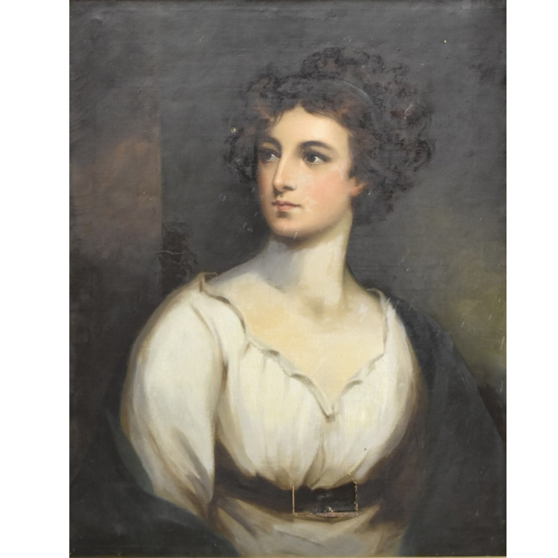 Oil on Canvas Portrait: Mid 19th Century Oil on Canvas Portrait of a Lady. Unsigned. Image area measures: 28" high, 21" wide, frame measures: 38" high, 31" wide. Kodner Galleries offers phone and absentee bidding at a low, f