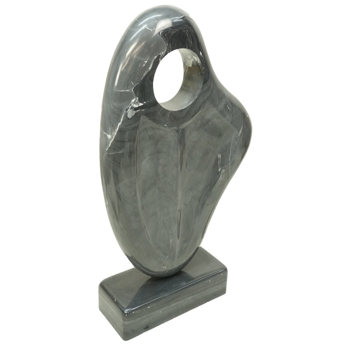 Modern Stone Sculpture: Modern very large carved green stone sculpture "Untitled". Unsigned. Measures 42" H x 23" W. Kodner Galleries offers phone and absentee bidding at a low, flat 21% buyer’s premium without surcharge
