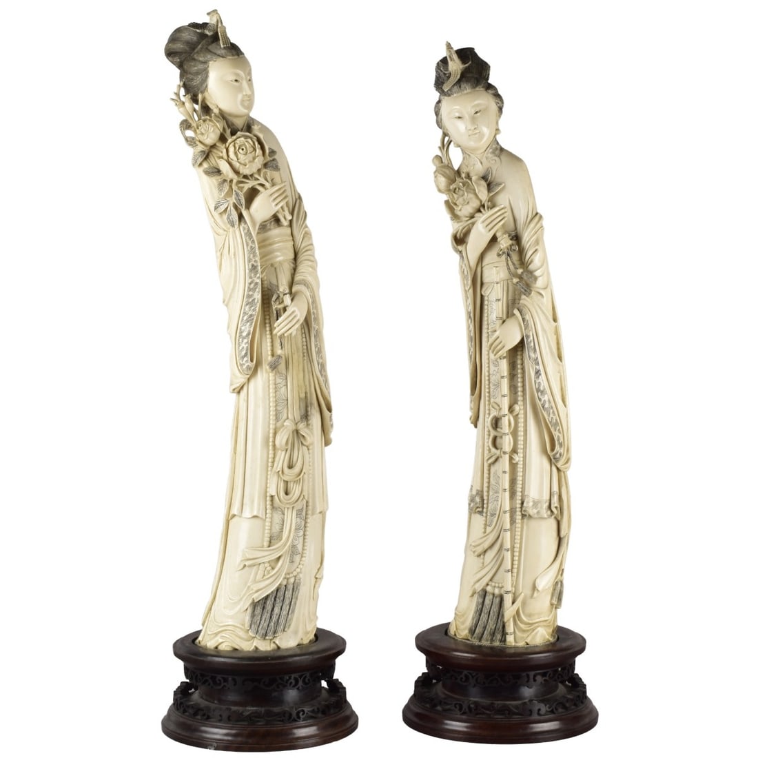 Pair of Large Chinese Tusk Figurines (1 of 9)