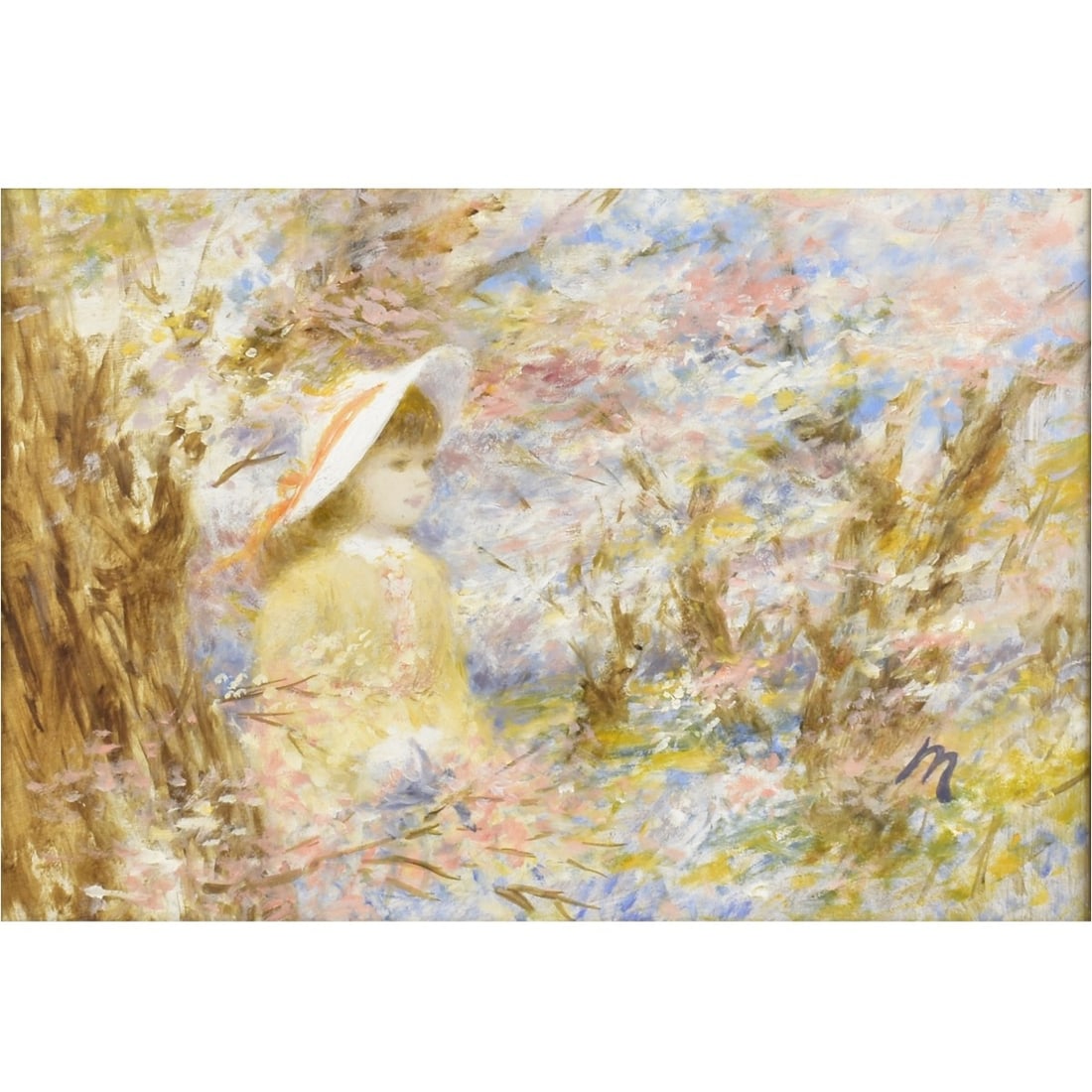 Harry Myers, American (1910-1968): Harry Myers, American (1910-1968) Untitled Figure Oil on Canvas With Attached Plaque to Frame. Signed "M" bottom right hand-corner. Previously Auctioned by Du Mouchelles auction dates