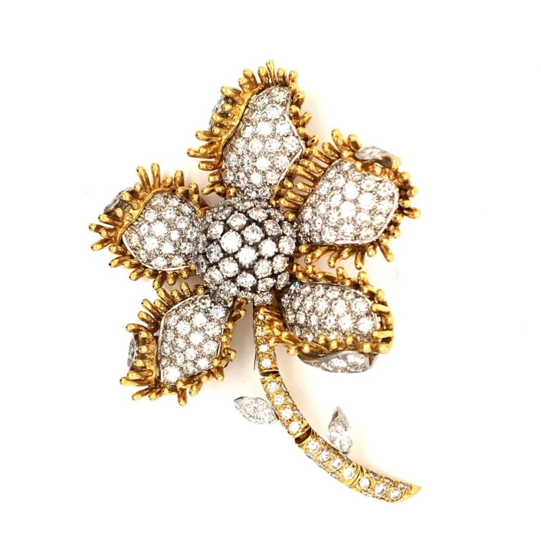 Diamond and 18K Flower Brooch (1 of 4)