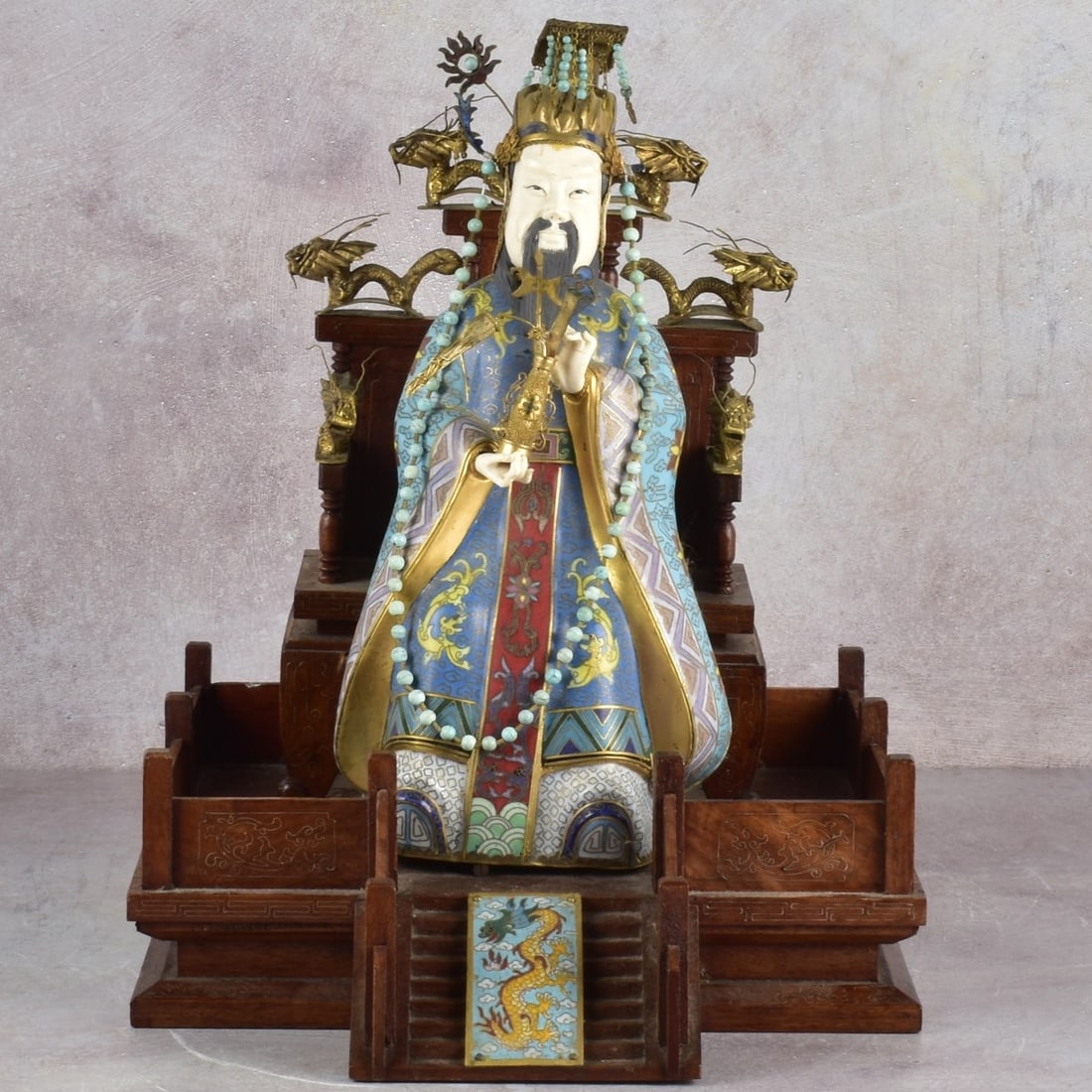 Chinese Carved Cloisonne Emperor (1 of 9)