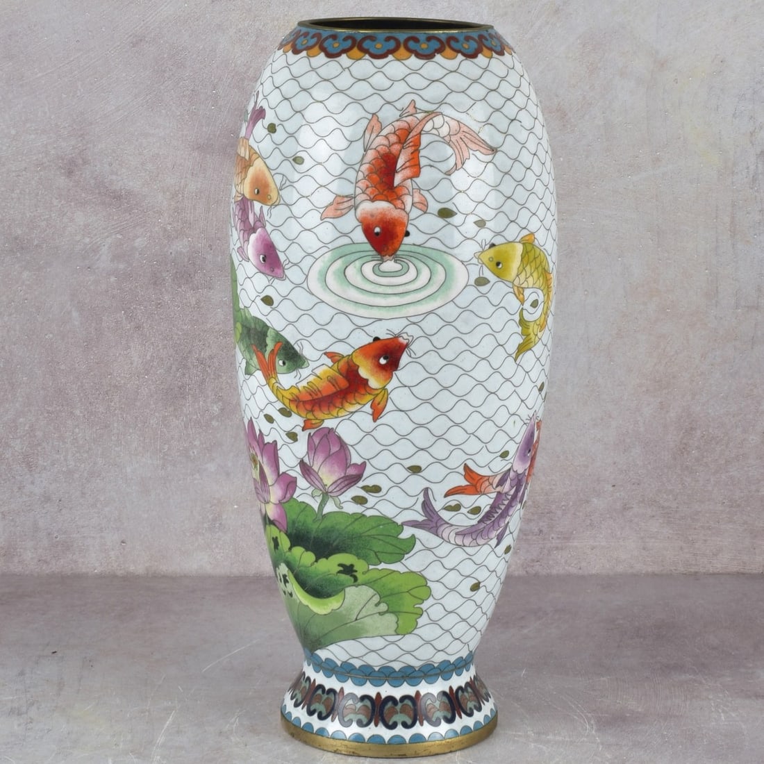 Chinese Cloisonne Koi Vase (1 of 6)