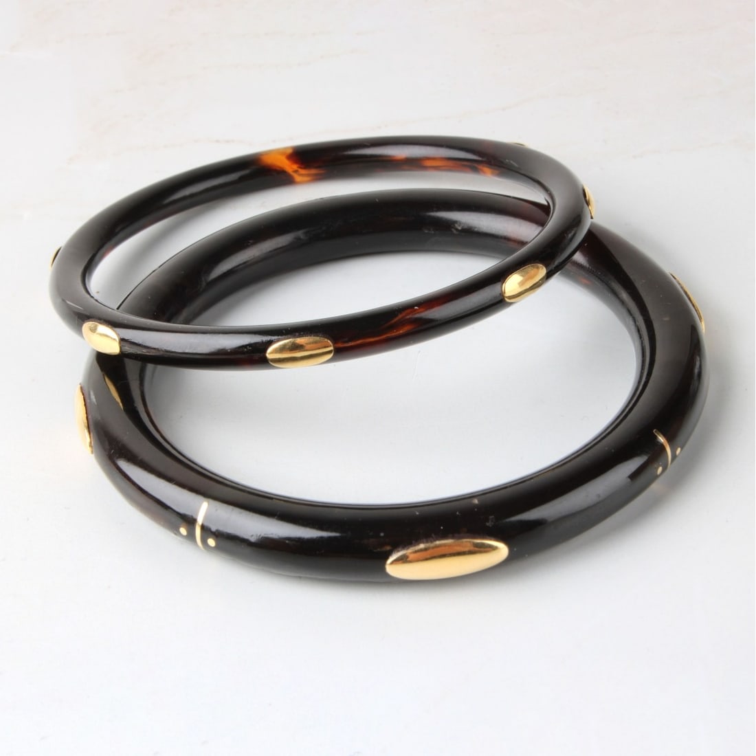 Shell and 18K Bangle Bracelets (1 of 2)