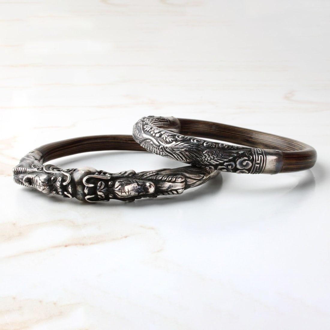 Chinese Silver and Bamboo Bracelets (1 of 5)