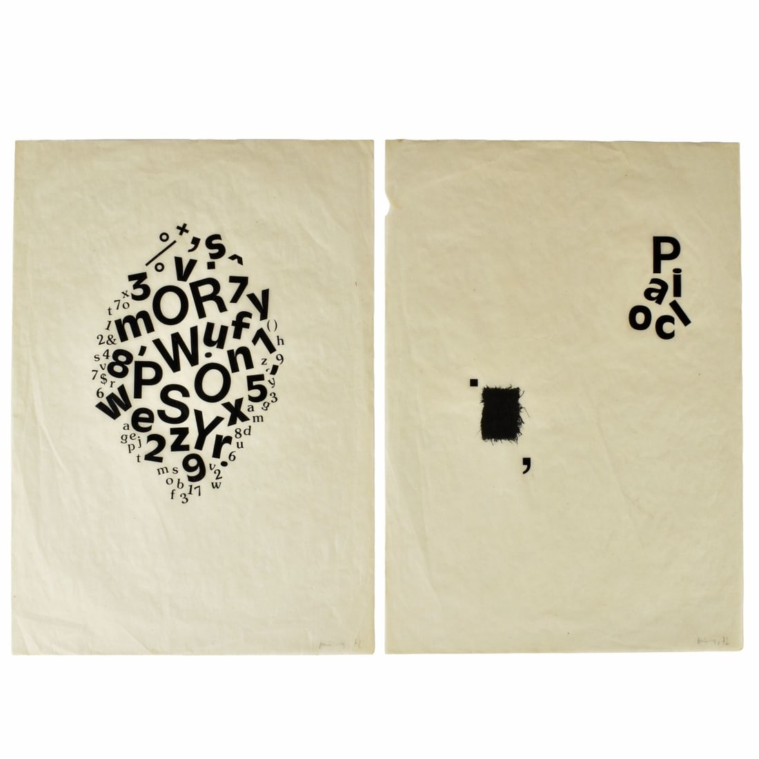 Mira Schendel, Brazilian (1919-1988): Two (2) Mira Schendel, Brazilian (1919-1988) Letterset on Paper. Sheet measures: 12-1/2" high, 9" wide. Kodner Galleries offers phone and absentee bidding at a low, flat 21% buyer’s premium without