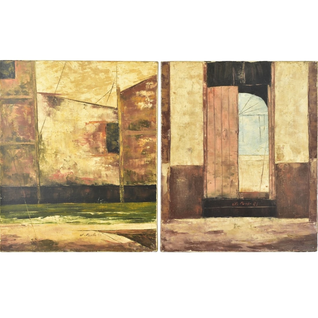 Jose-Paulo Moreira de Fonseca, Brazilian: Two (2) Jose-Paulo Moreira de Fonseca, Brazilian (1922-2004) Oil on Canvas Paintings. Unframed. Signed and dated bottom center. Measures: 16" high, 13" wide. Kodner Galleries offers phone and