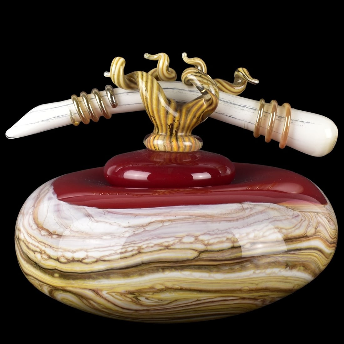 Carl Black Art Glass Bowl and Cover (1 of 8)