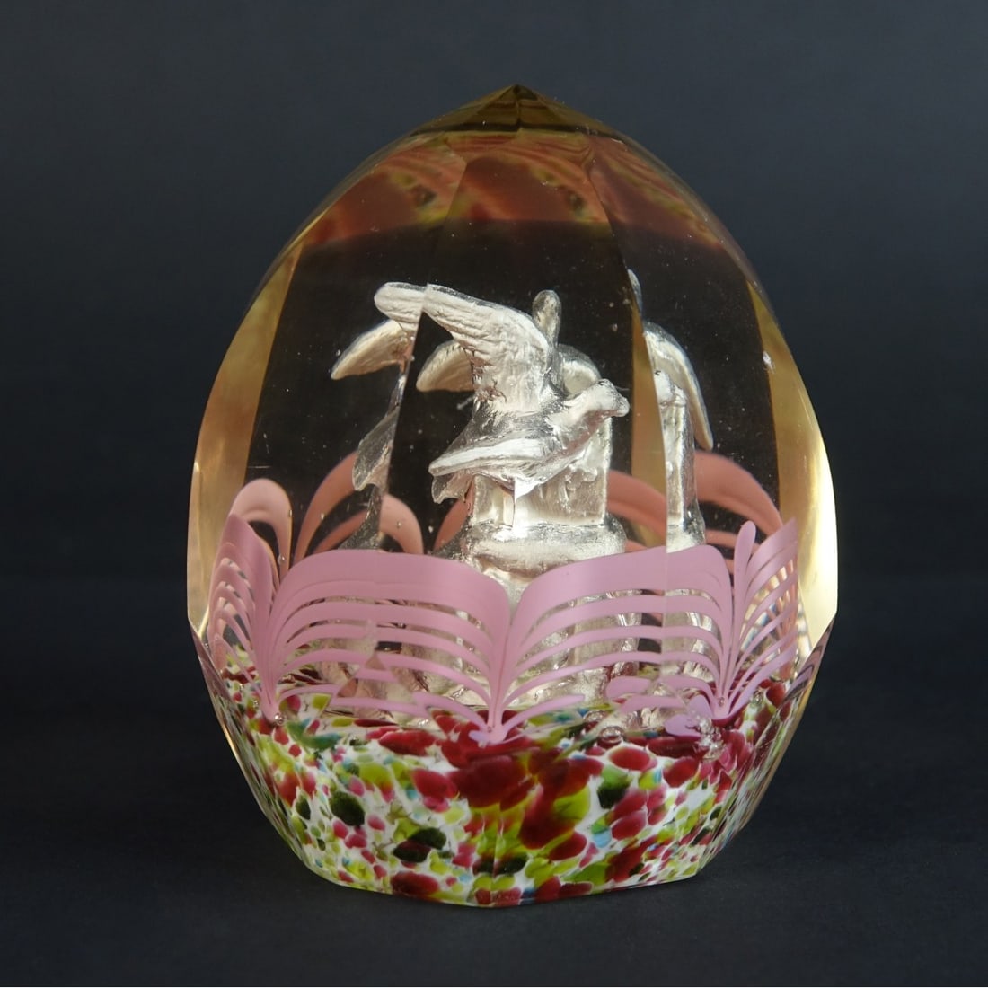 Bohemian Czech Art Glass Dove Paperweight (1 of 4)