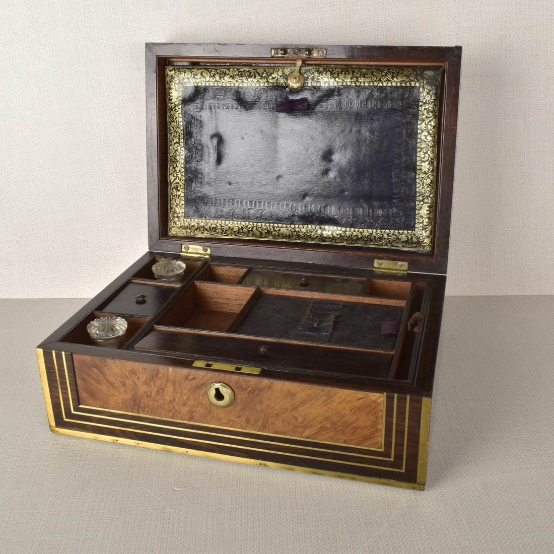 Victorian Brass Inlaid Writing Box (1 of 6)