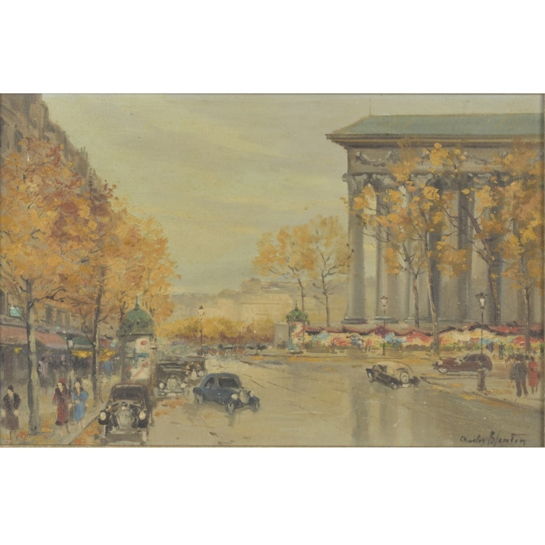 Charles Blondin, French (1913–1991): Charles Blondin, French (1913–1991), Oil on Canvas, La Madeleine, Paris. Signed lower right. Measures (sight): `10-`1/4" H, 15-3/4" W; frame measures 13" H, 18-5/8" W. Kodner Galleries offers phone