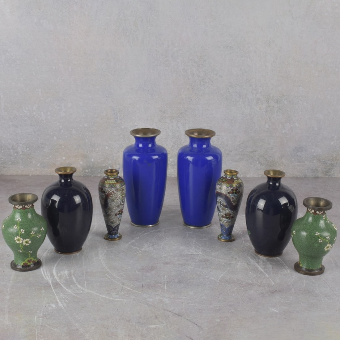 Japanese Cloisonne Vases - 8