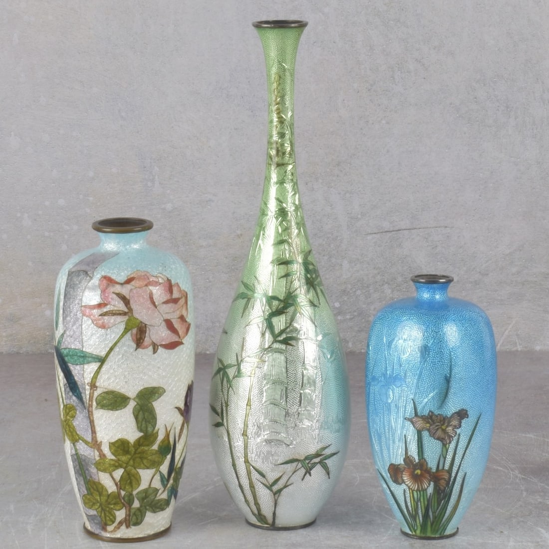 Japanese Ginbari Cloisonne Vases (1 of 9)