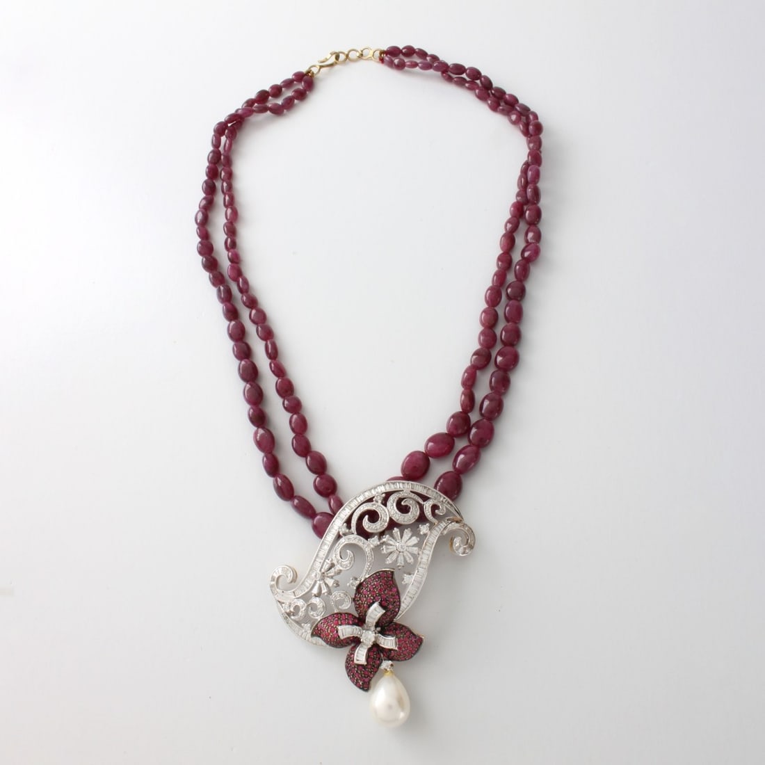 Ruby, Diamond, Pearl and 14K Necklace (1 of 4)