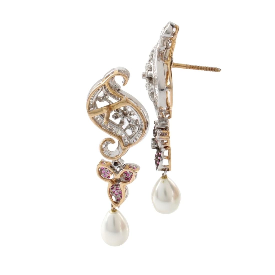 Diamond, Ruby and 14K Earrings - 2