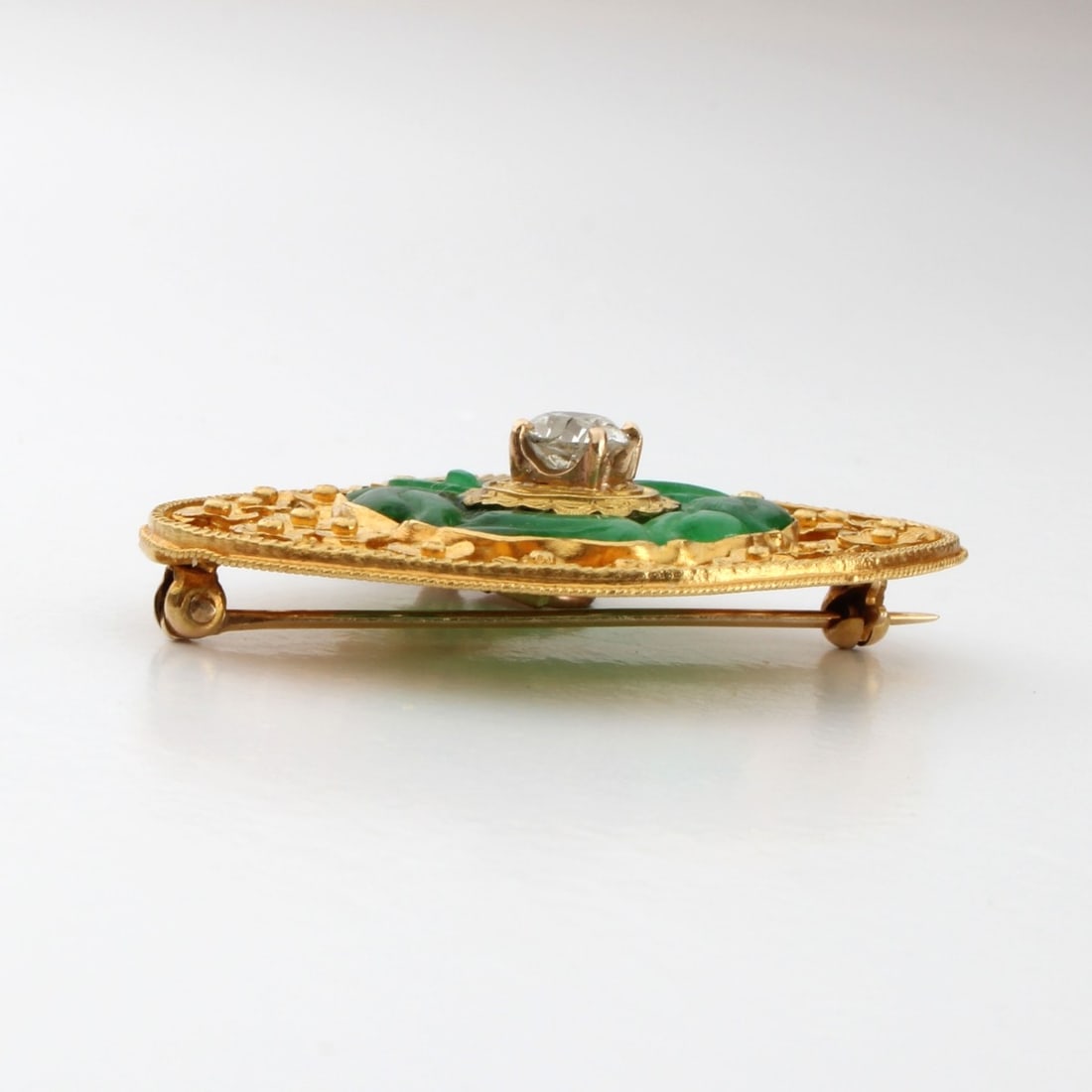 Jade and 22K Pendant / Brooch - 2