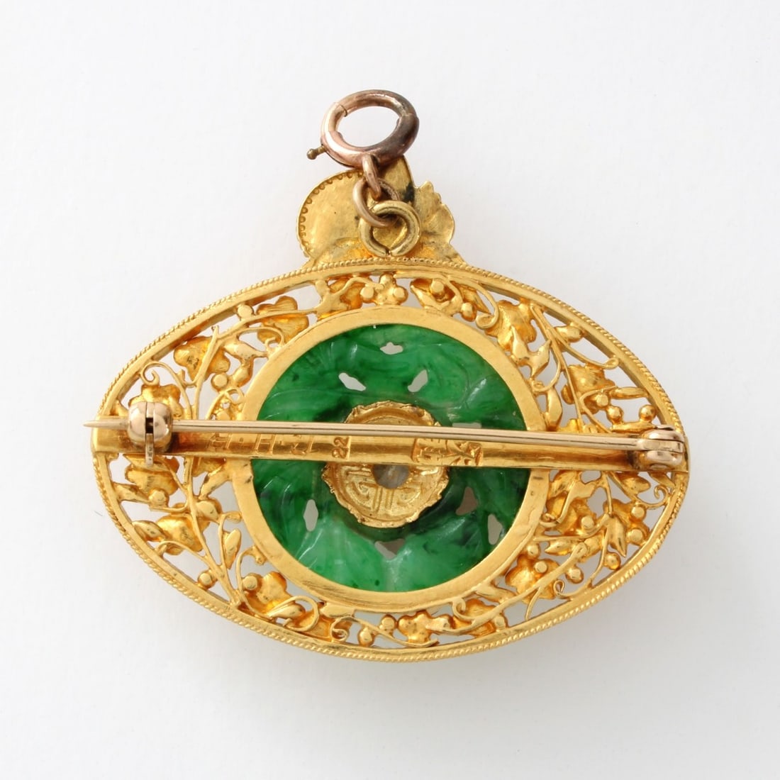 Jade and 22K Pendant / Brooch - 3