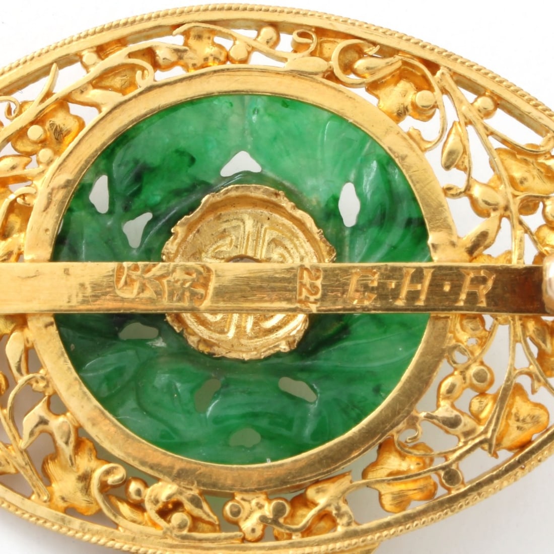 Jade and 22K Pendant / Brooch - 4