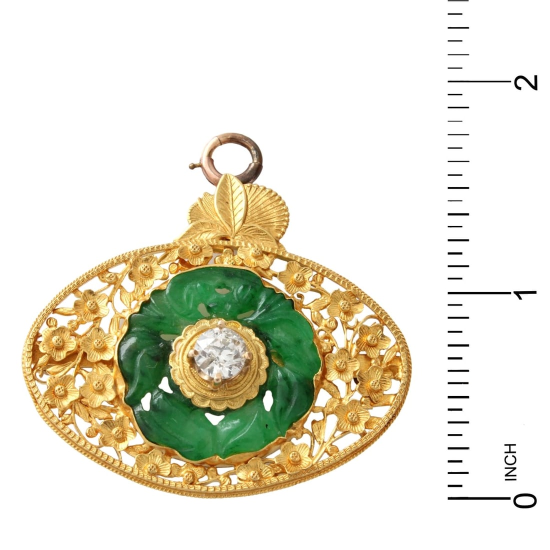 Jade and 22K Pendant / Brooch - 5