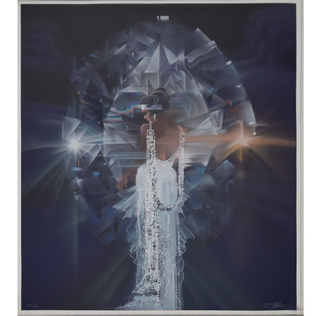 Robert Peak, American (1927-1992): Robert Peak, American (1927-1992) "Lady in White" Limited Edition Lithograph. Artist signed and numbered "AP 1/35" bottom margin. Image area measures: 26" high, 35" wide, frame measures: 41-1/4"