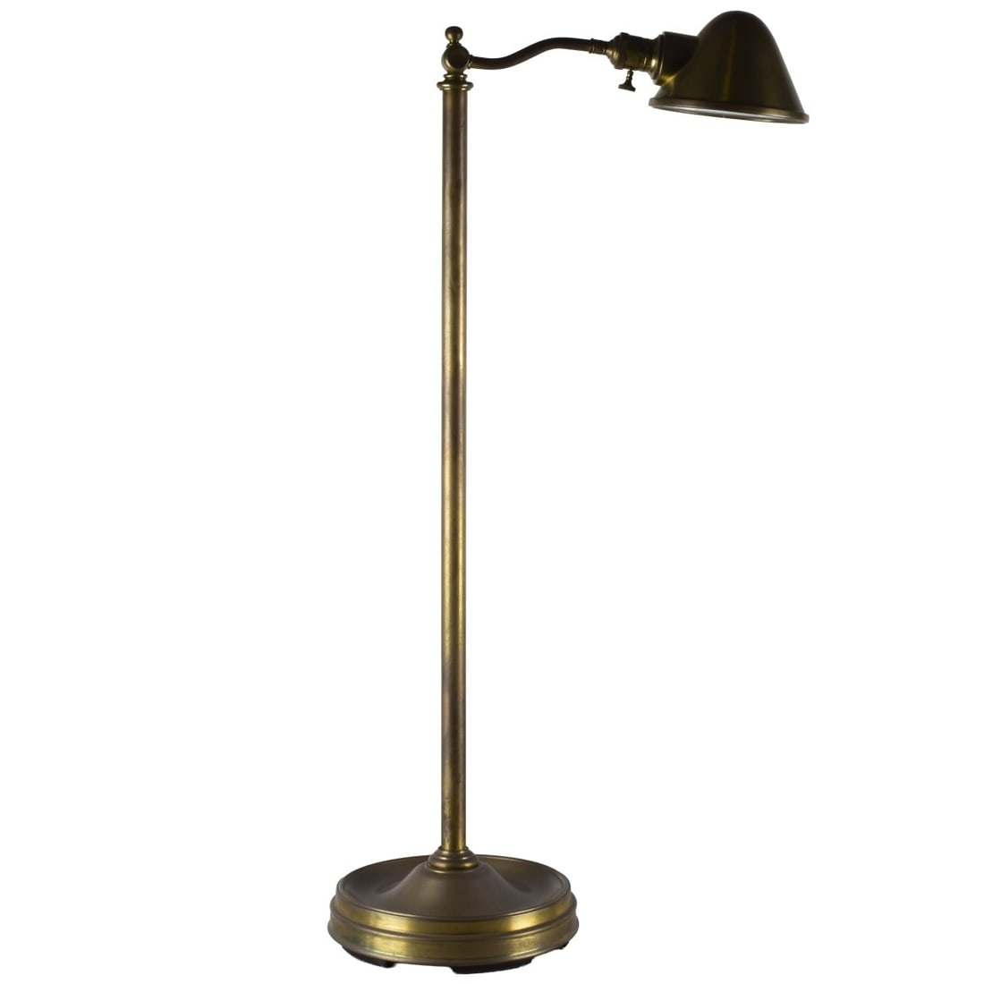 Ralph Lauren Regency Style Lamp: Ralph Lauren Vintage Turned Bronze Hollywood Regency Style Student lamp Lamp with Shade and Telescoping Harp Rails for Shade. Attached "Ralph Lauren" name plate. Measures: 38" high, base measures: