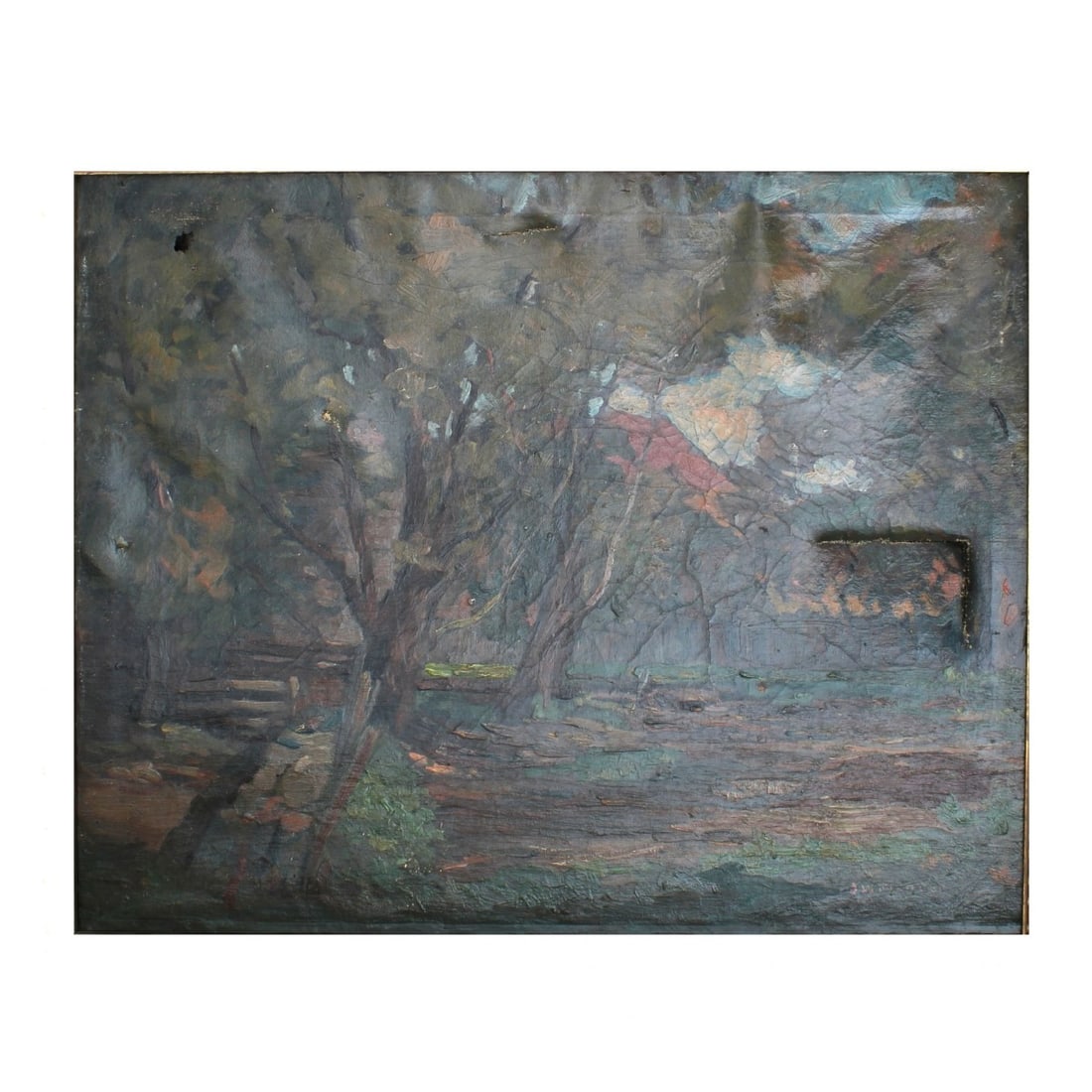 John W. Flender, American (1869–1942): John W. Flender, American (1869–1942), Oil on Canvas, Wooded Landscape. Signed lower right. Measures 16" H, 20" W; frame measures 19-1/2" H, 23" W. Kodner Galleries offers phone and absentee bidding