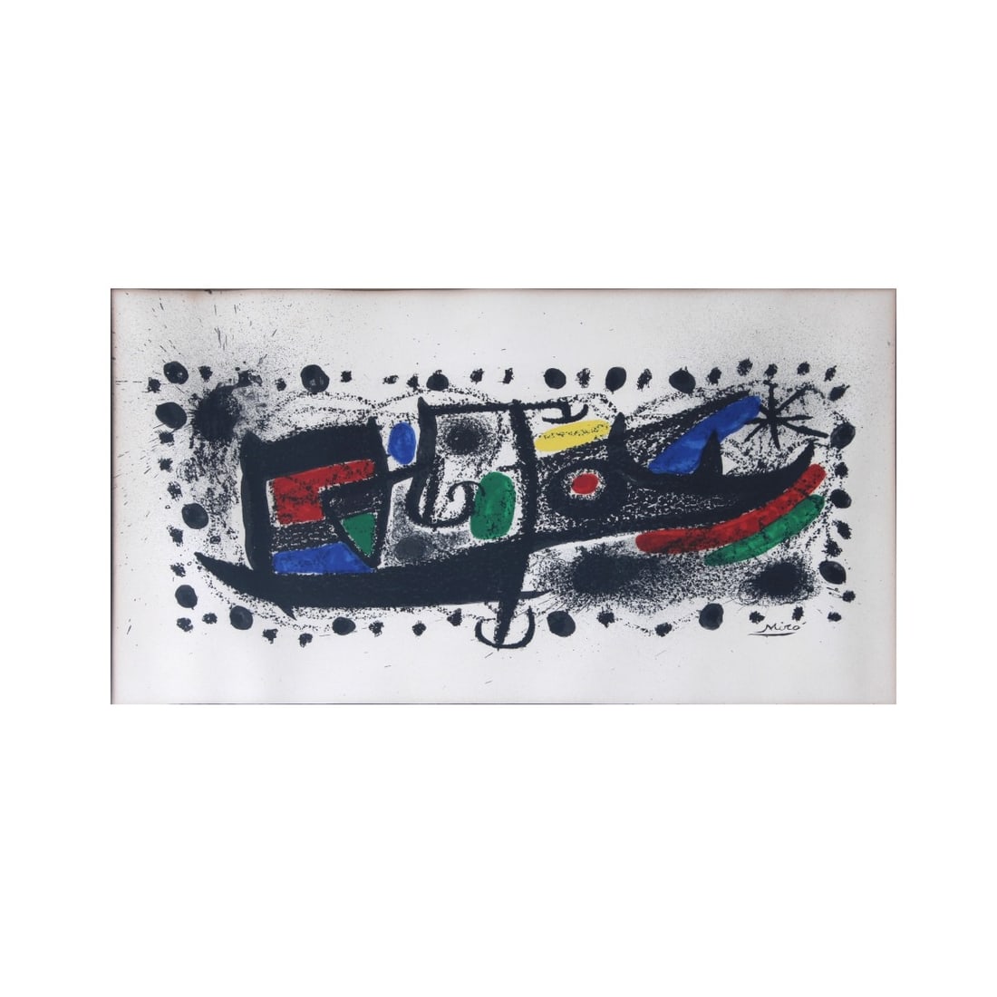 Joan Miró, Spanish (1893–1983): After: Joan Miró, Spanish (1893–1983), Color Lithograph, "Star Scene:, Signed in plate. Measures (sight): 13-1/4" H, 20-7/8" W; frame measures 18-1/8" H, 24-1/8" W. Kodner Galleries offers phone