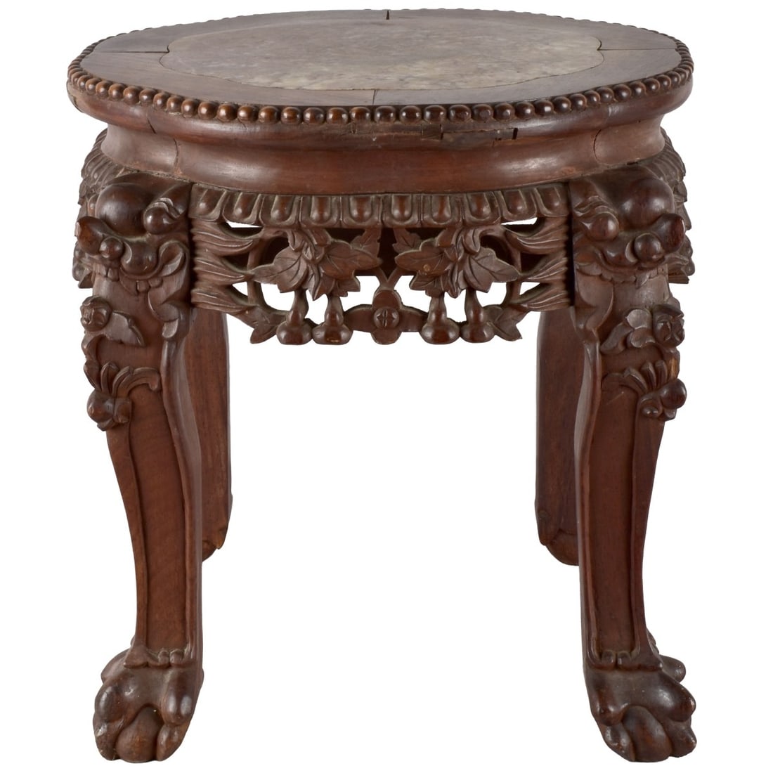 Chinese Wood and Marble Side Table (1 of 8)