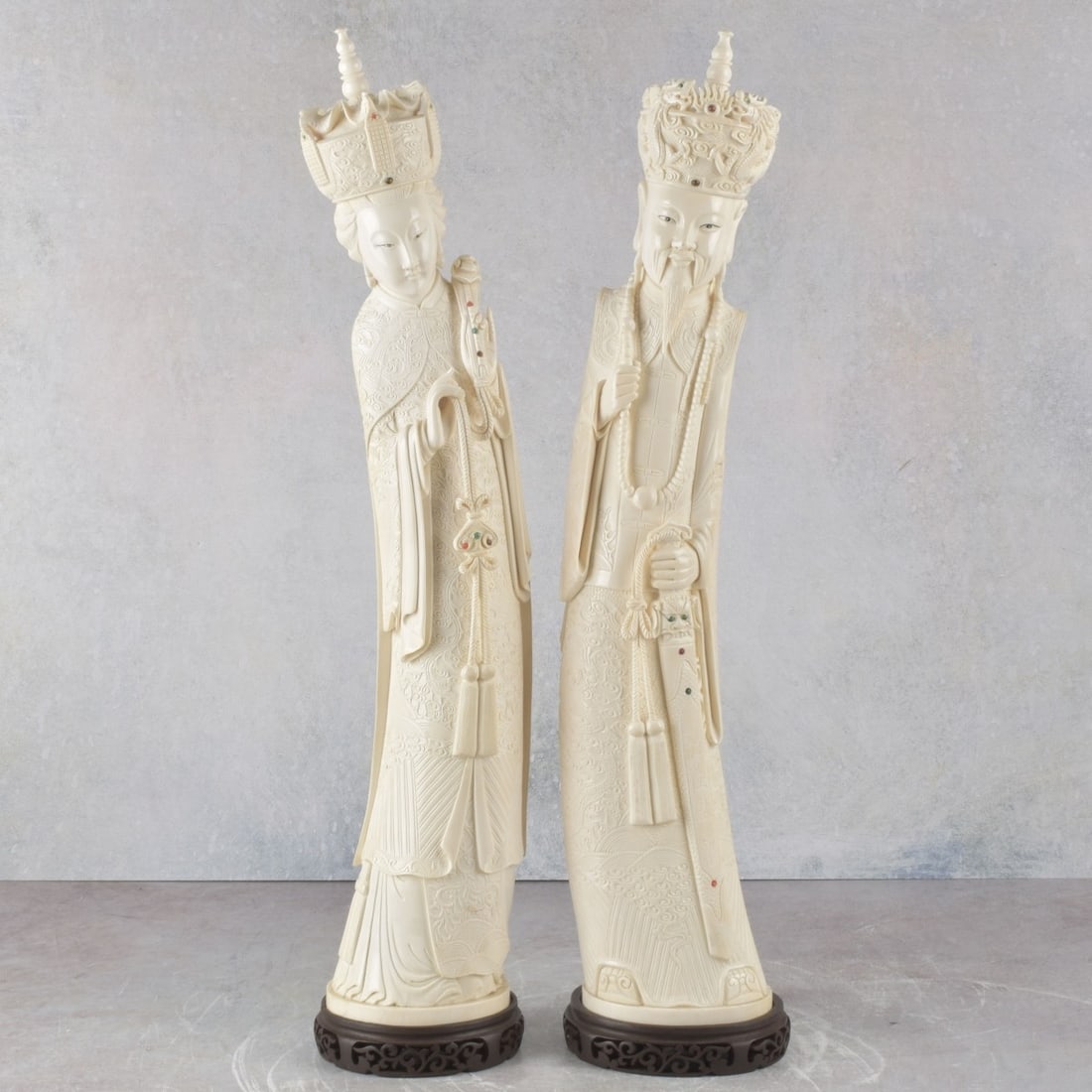 Pair of Chinese Carved Figures (1 of 9)