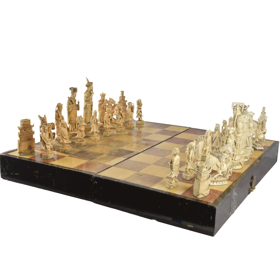 Antique Tea Stained Chinese Chess Set (1 of 9)