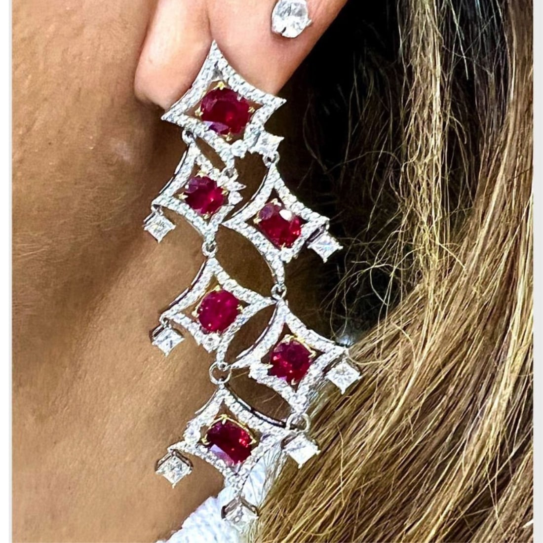 Ruby, Diamond and 18K Earrings - 4