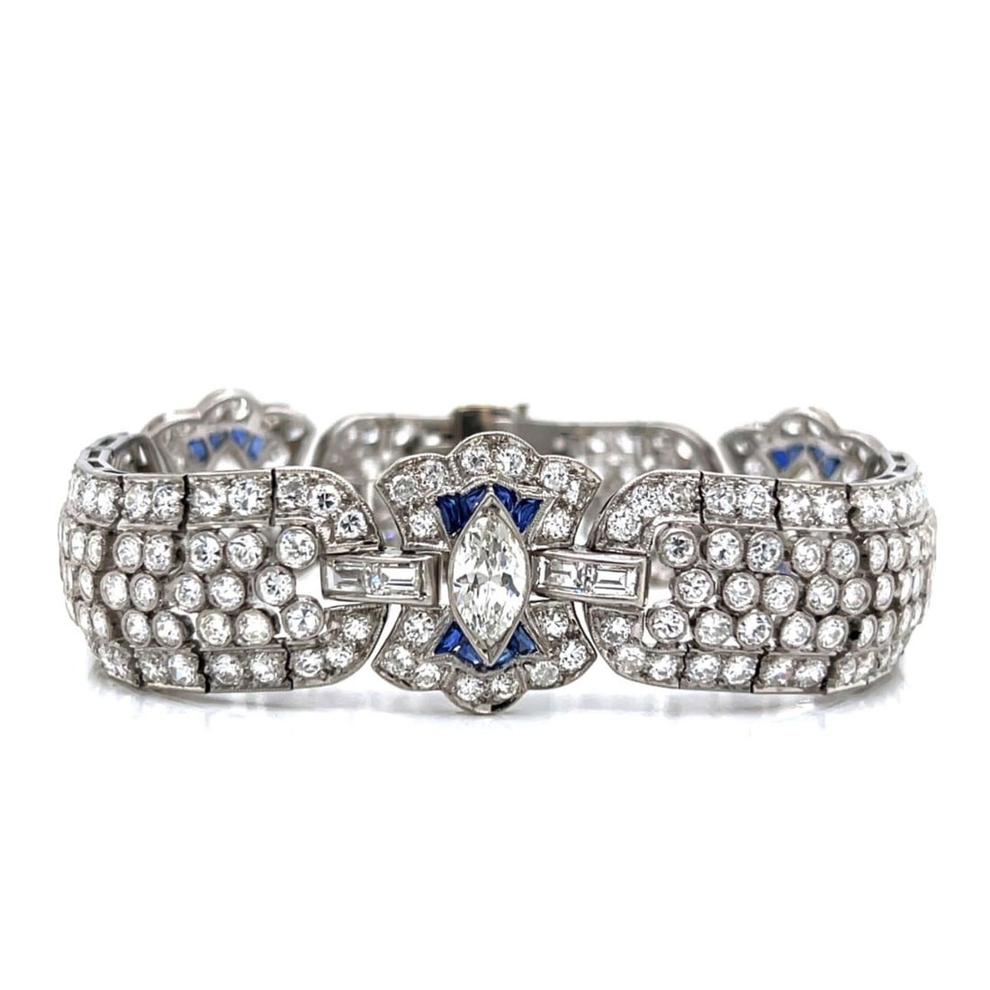 Deco Diamond, Sapphire and Plat Bracelet (1 of 4)