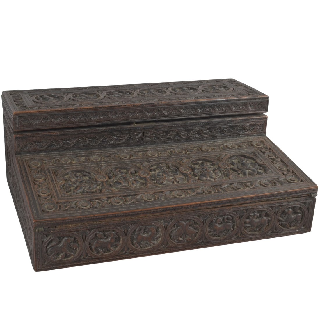 Anglo-Indian Carved Wood Lap Desk (1 of 9)
