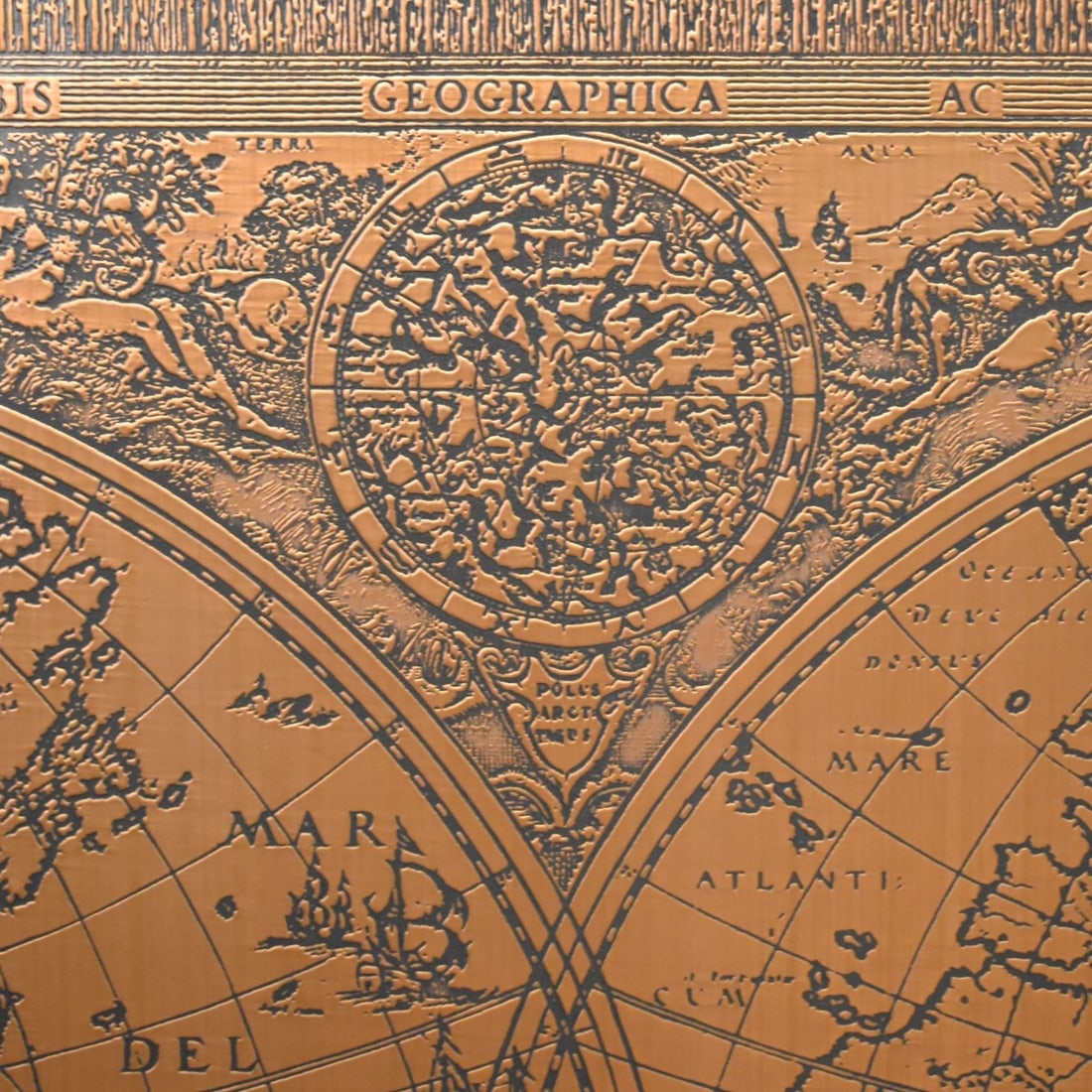 Embossed Copper World Map - 2