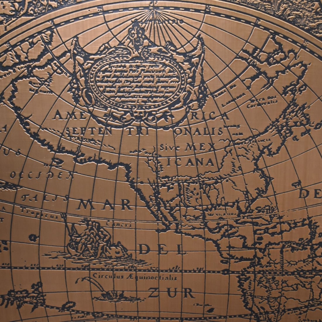 Embossed Copper World Map - 3